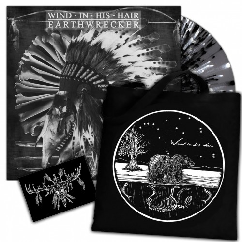 WIND IN HIS HAIR - Earthwrecker GREY SPLATTER + Patch + Tote Bag (BOXLP)